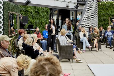 Producers Melissa Gerstein and Kimberly Giannelli welcome audiences back to the rooft Photo