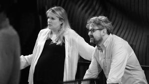 Emerald Fennell and director Laurence Connor Photo