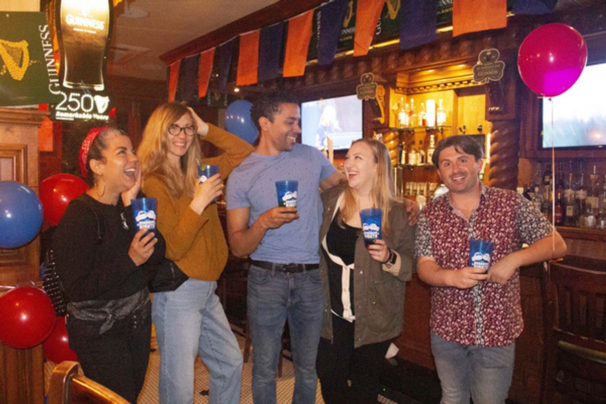 Team Blue at the Bragging Rights red carpet premiere hosted by St. Pats Bar & Grill in Midtown Manhattan. at BRAGGING RIGHTS Opens Off-Broadway