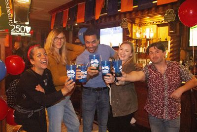 Team Blue at the Bragging Rights red carpet premiere hosted by St. Pats Bar & Grill i Photo