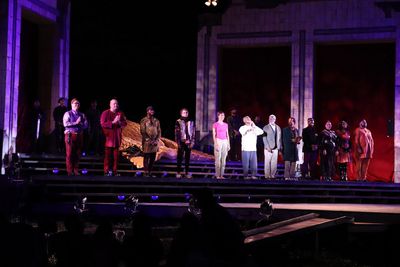 KING LEAR curtain call- MIchael Tran, Brian McKinley, Leland Fowler, Daniel Jose Moli Photo