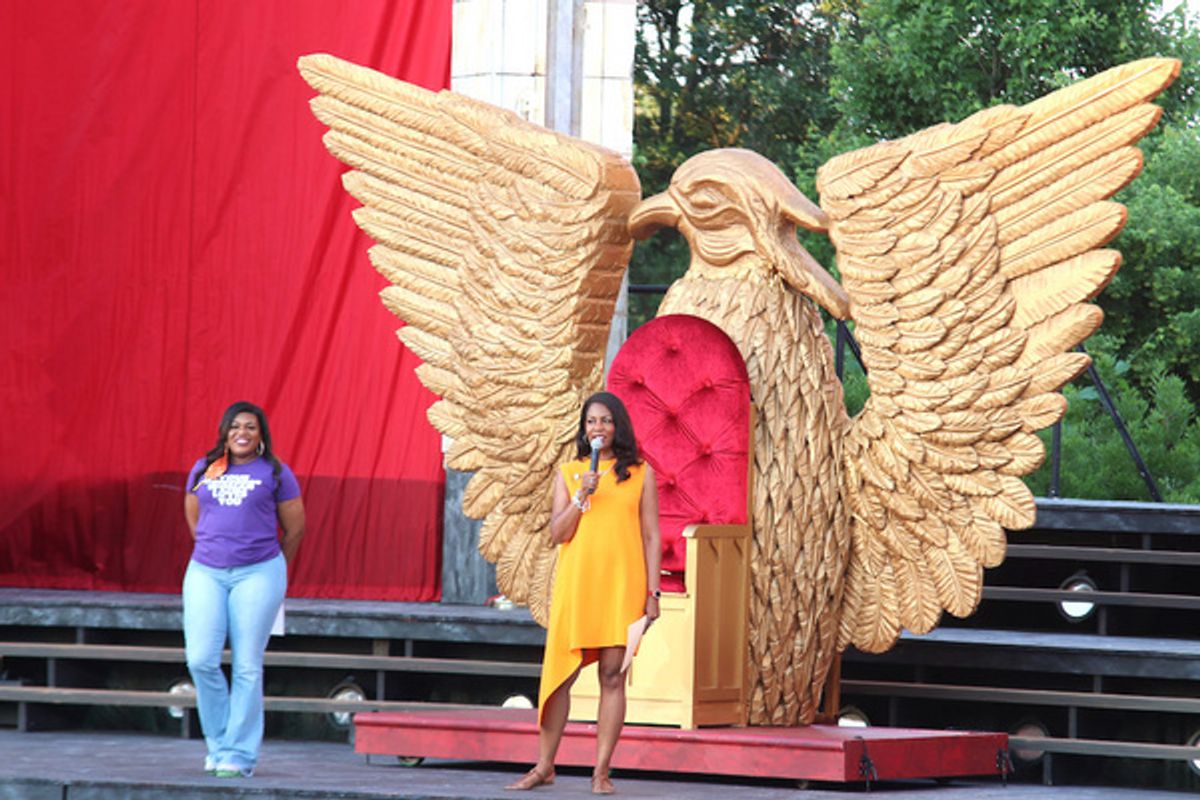 Democratic Rep. Cori Bush and St. Louis Mayor Tishaura O. Jones at the opening night performance of St. Louis Shakespeare Festival?s production of KING LEAR in Forest Park on June 4, 2021. at Go Inside Opening Night of St. Louis Shakespeare Festival's KING LEAR With André De Shields & More