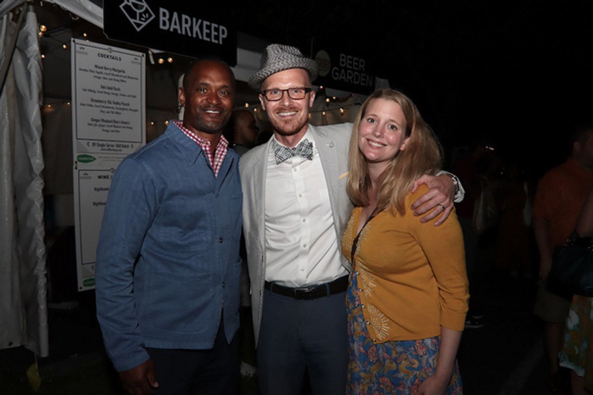 KING LEAR Director Carl Cofield, St. Louis Shakespeare Festival Producing Artistic Direct Tom Ridgely and his wife, Jennifer Thompson. at 