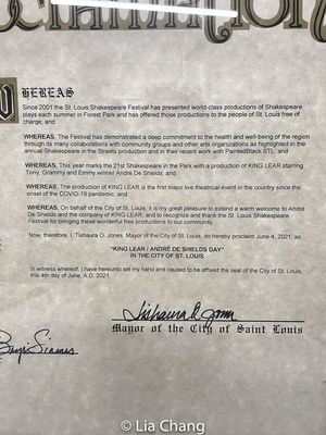 St. Louis Mayor Tishaura O. Jones? Proclamation naming June 4, 2021 as King Lear/Andre De Shields Day in the City of St. Louis @ BroadwayWorld St. Louis Mayor Tishaura O. Jones? Proclamation naming June 4, 2021 as King Lear/Andr Photo