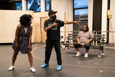 Jennifer Mogbock, choreographer Darrell Grand Moultrie, and Jacob Ming-Trent  Photo