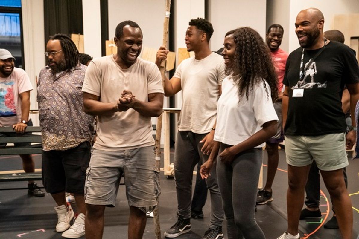 The company at Photos: Rehearsals for Shakespeare in the Park's MERRY WIVES; Increased Audience Capacity