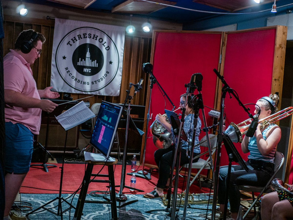 Marc Sokolson, Jessica Santiago, Julie Dombroski at Johanna Telander And Quentin Garzon At A Studio Session For KALEVALA THE MUSICAL