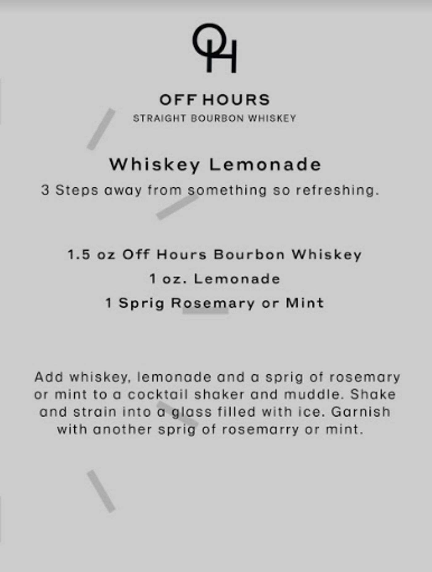 OFF HOURS Bourbon-The New Modern Spirit is Now Available  Image