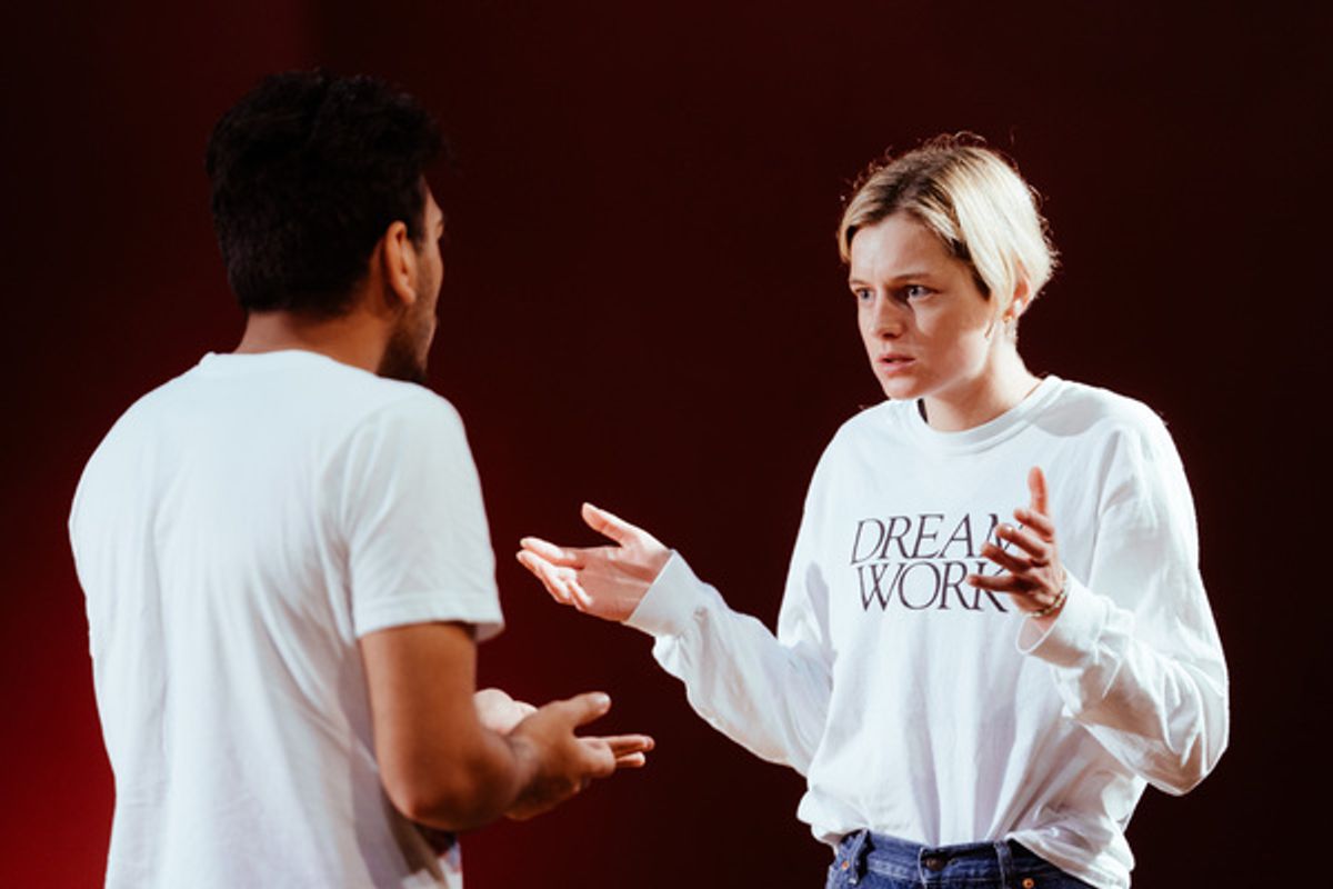 Emma Corrin & Nabhaan Rizwan at Inside Rehearsal For ANNA X at the Harold Pinter Theatre