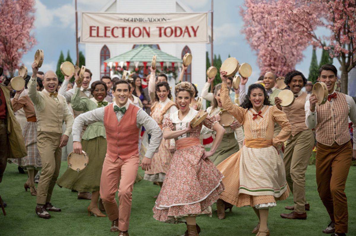 Ensemble cast in “Schmigadoon!” at Photos: See the First Photos From SCHMIGADOON!, Featuring Aaron Tveit, Ariana DeBose, Alan Cumming, Kristin Chenoweth & More!