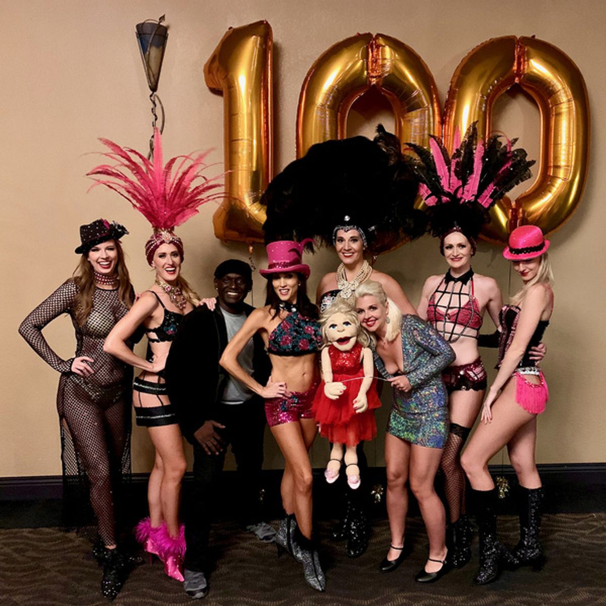 The cast of BurlesQ, a classic Vegas revue, celebrated their 100th performance at Alexis Park Las Vegas. at 