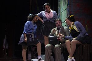 The Urchins (Elise Daniells, Blair Beasley, and Jazmin Moehring) and Mr. Muchnik (Rob Photo