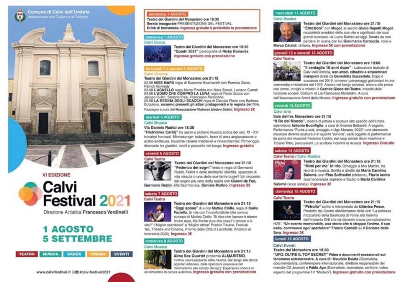 Feature: CALVI FESTIVAL 2021 - ARTE E CULTURA a CALVI DELL'UMBRIA  COMUNICATO STAMPA  Image