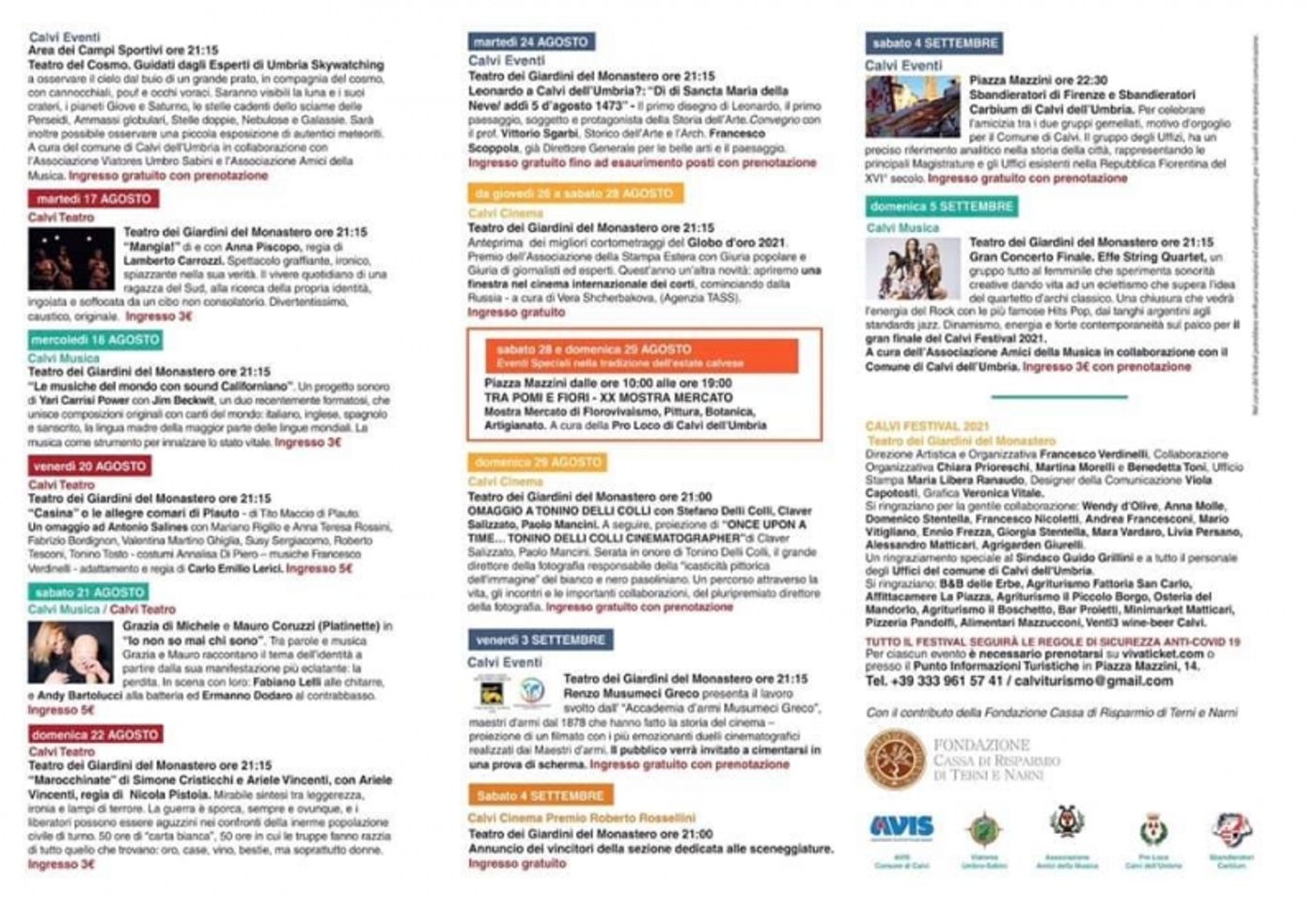 Feature: CALVI FESTIVAL 2021 - ARTE E CULTURA a CALVI DELL'UMBRIA  COMUNICATO STAMPA  Image