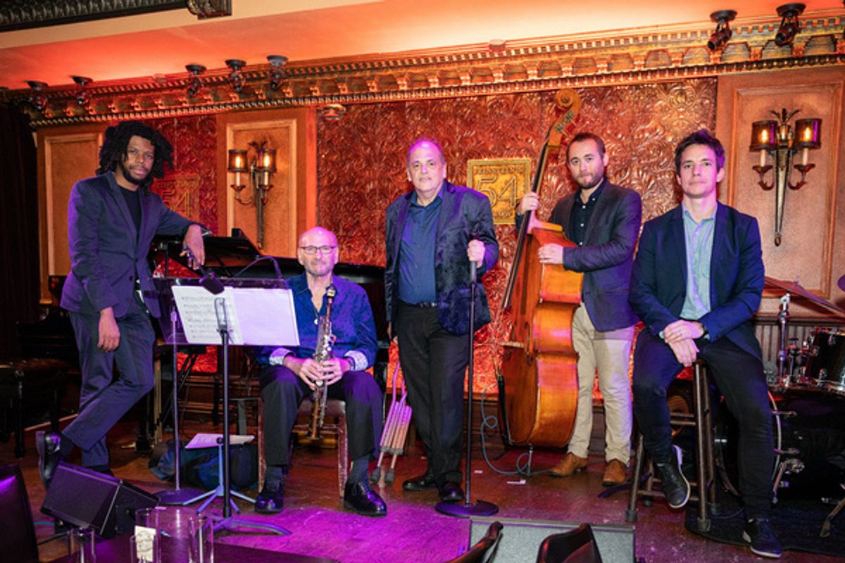 Sean Mason, Dave Liebman, John Minnock, Mark Lewandowski and Pablo Eluchans on stage at Feinstein''s/54 Below on July 29, 2021 Photo by Leslie Farinacci     at 