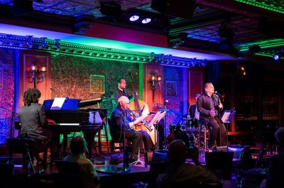 Sean Mason, Dave Liebman, Mark Lewandowski, Pablo Eluchans and John Minnock on stage  Photo
