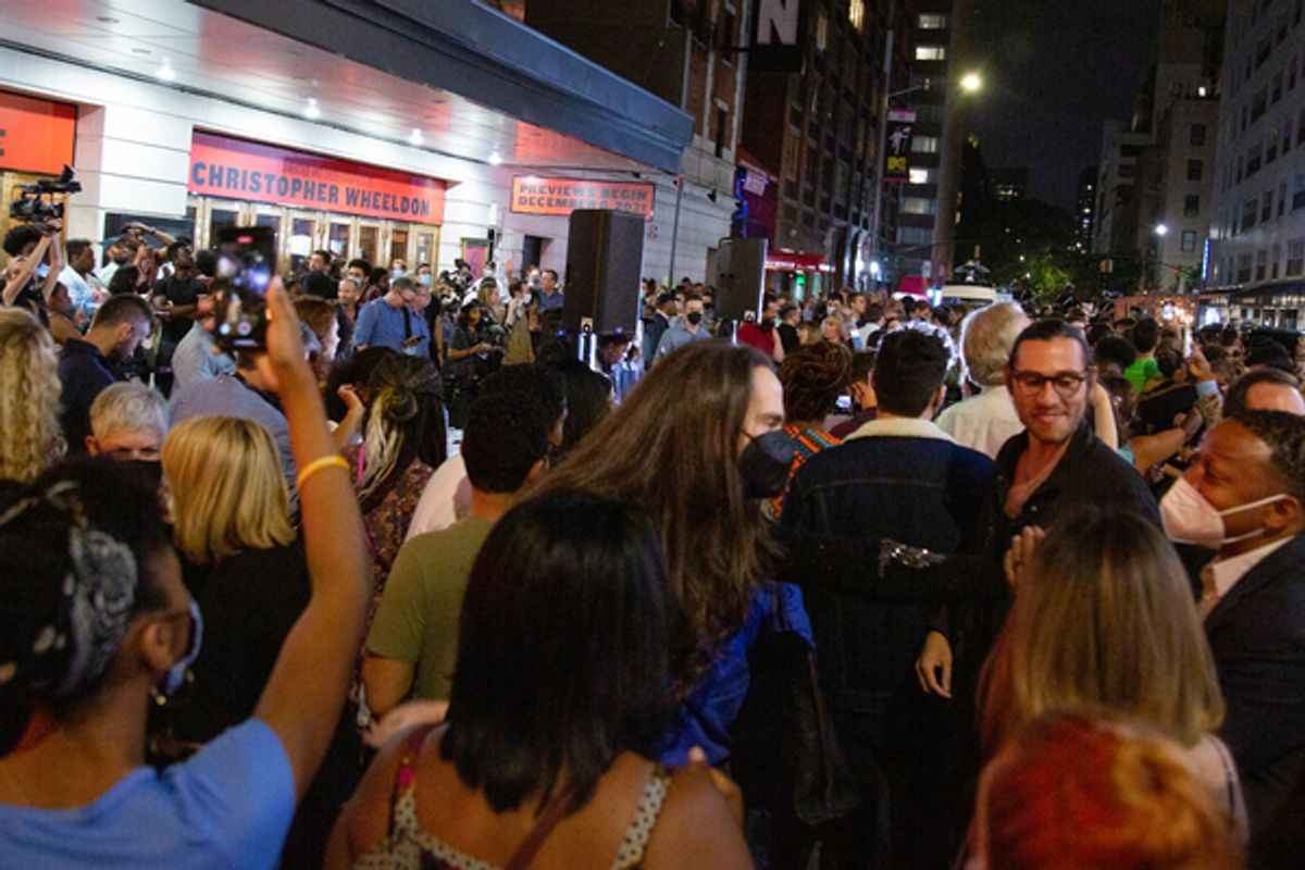 Audience members attend the block party celebrating PASS OVER at Photos: PASS OVER, the First Broadway Play to Return, Celebrates First Preview!