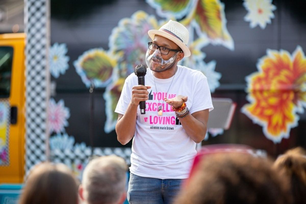 Jonathan McCrory in National Black Theatre’s Stage for Healing and Resilience, during Mobile Unit's Summer of Joy, a free tour of New York City at Photos: Check Out MOBILE UNIT'S SUMMER OF JOY, Bringing Shakespeare to All Five Boroughs