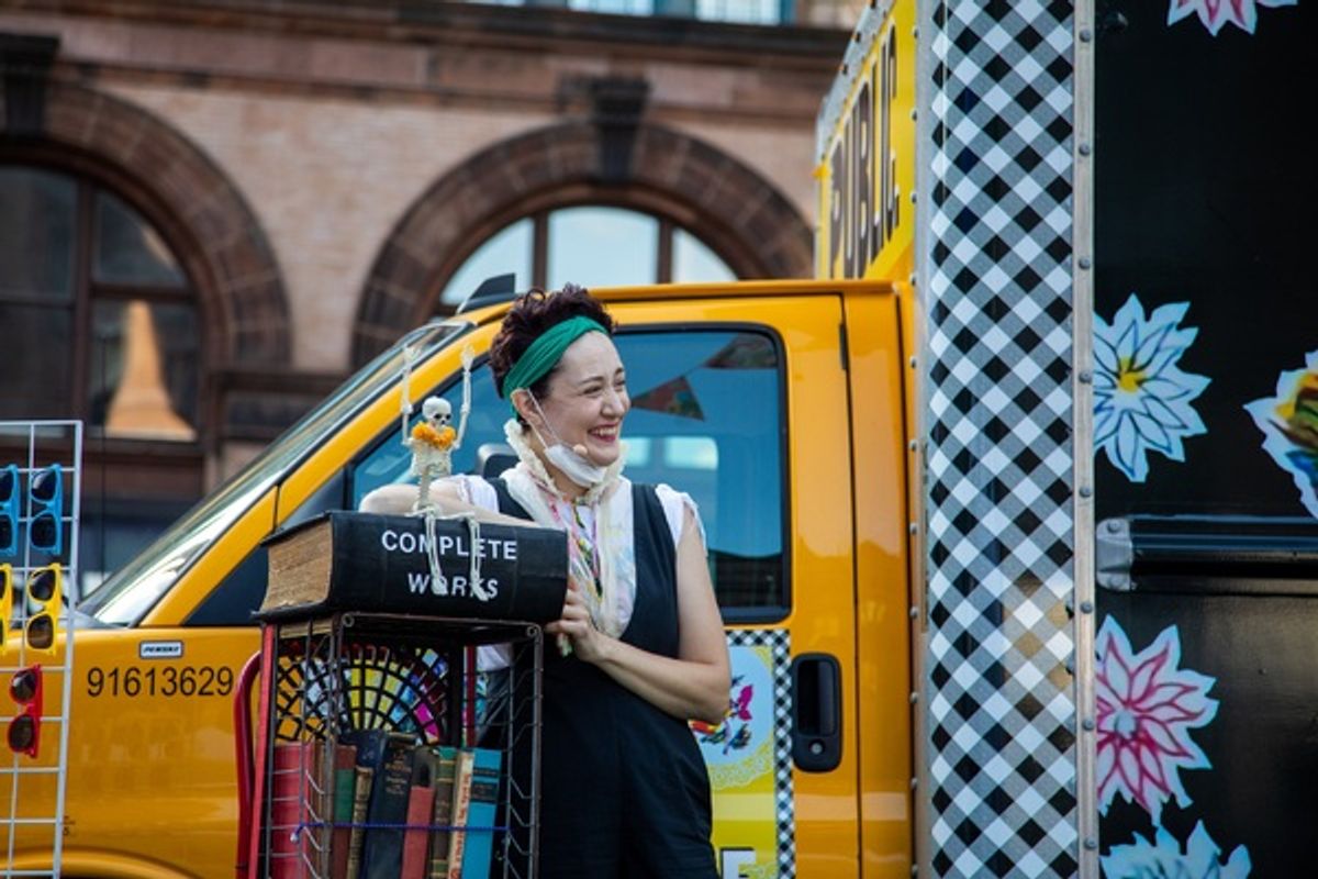Sofia Jean Gomez in Shakespeare: Call and Response, during Mobile Unit's Summer of Joy, a free tour of New York City at 