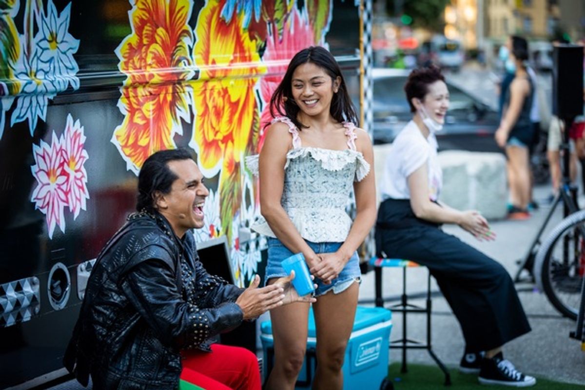 Reza Salazar and Teresa Avia Lim in Shakespeare: Call and Response, during Mobile Unit's Summer of Joy at 