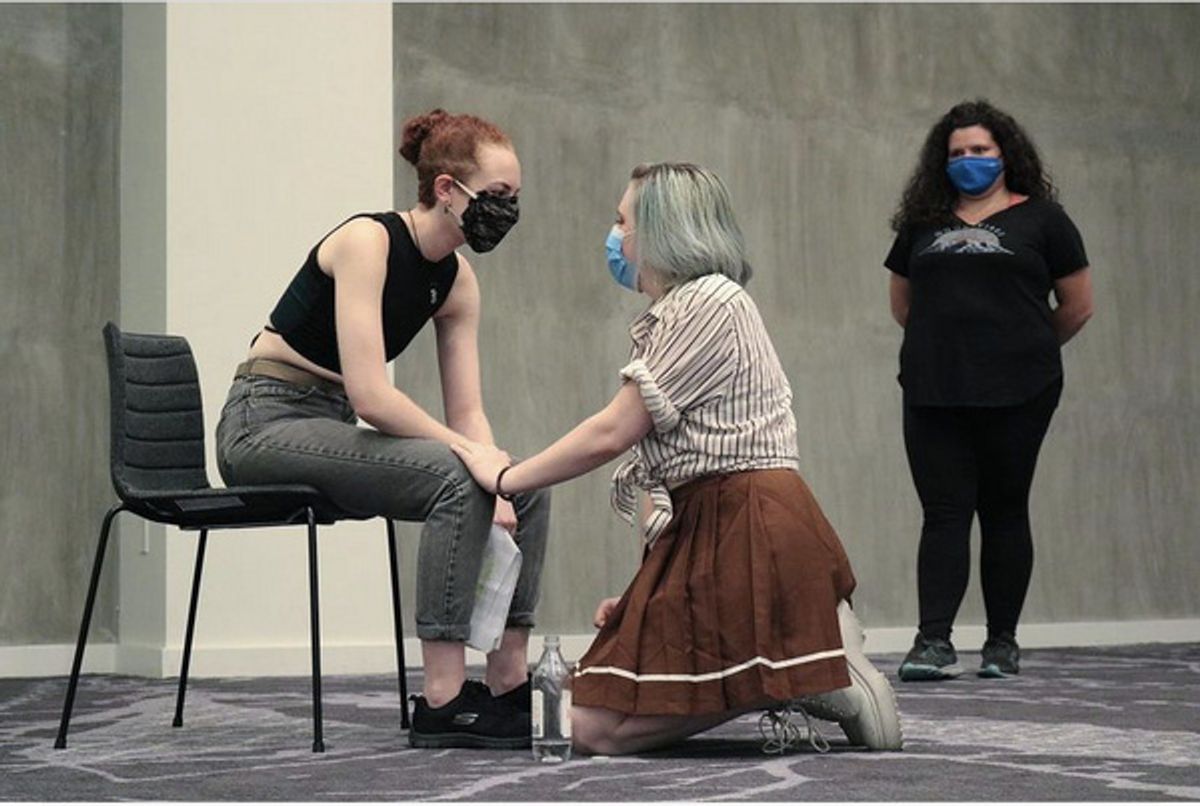 Mads Felder and Ria Gaudioso with Celina Surniak at Photos: Inside Rehearsals For TUESDAY NIGHT 3:30 AM By Lucy Gladstone