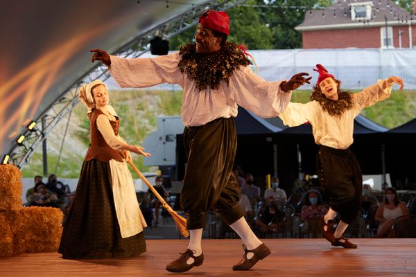 Shannon Taylor, Allan Louis, and Landon Doak as William in I Am William.  Photo