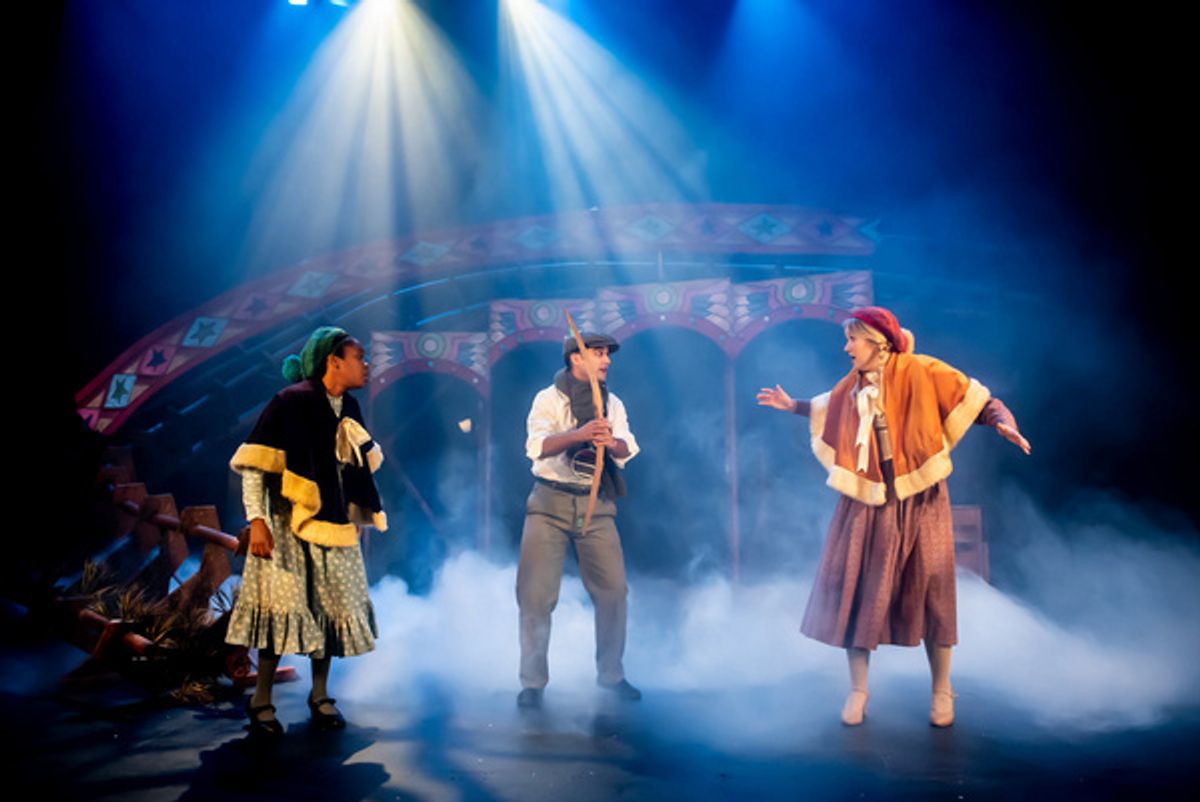 Cassandra Hercules, Adam Karim and Alice De-Warrenne in The Wolves Of Willoughby Chase at Greenwich Theatre at 