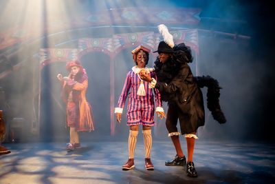 Adam Karim as Volpino, Cassandra Hercules as Pinocchio and Reice Weathers as Fellino  Photo
