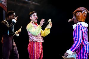 Adam Karim as Volpino, Reice Weathers as Fellino and Cassandra Hercules as Pinocchio  Photo