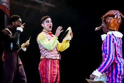 Adam Karim as Volpino, Reice Weathers as Fellino and Cassandra Hercules as Pinocchio  Photo