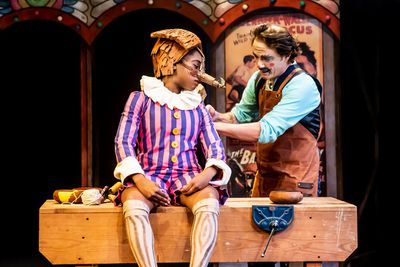 Cassandra Hercules as Pinocchio and Anthony Spargo as Gepetto in Pinocchio at Greenwi Photo