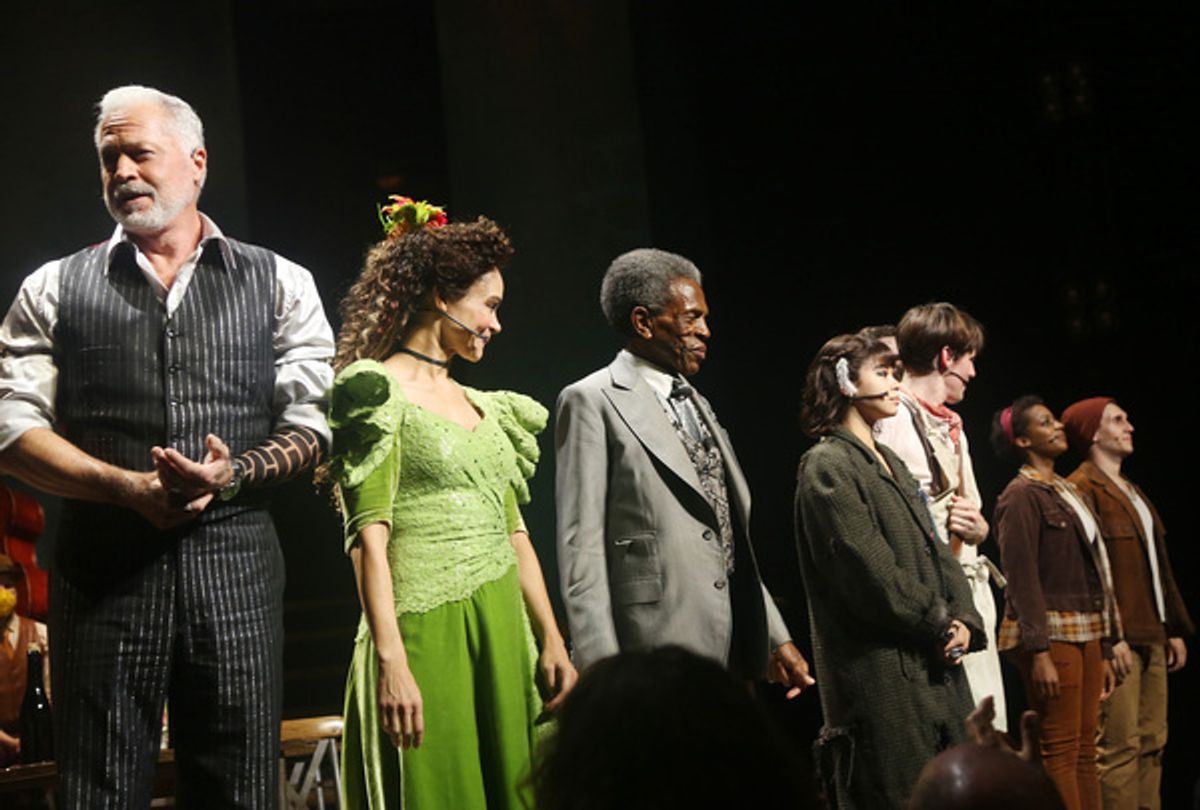 Tom Hewitt, Amber Gray, Andre De Shields, Eva Noblezada, Reeve Carney, Tara Jackson and John Krause  at 