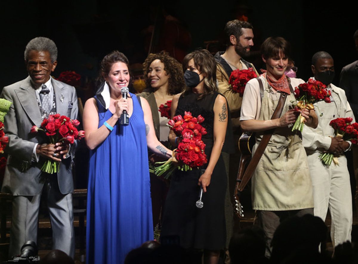 Andre De Shields, Rachel Chavkin, Timothy Hughes, Anaïs Mitchell, Tara Jackson, Eva Noblezada, Reeve Carney at 