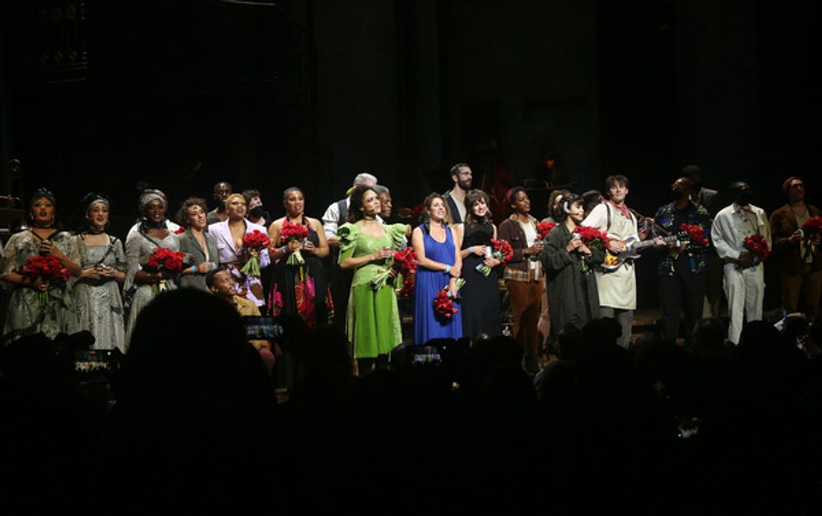 The cast at Photos: HADESTOWN Company Celebrates First Performance Back on Broadway