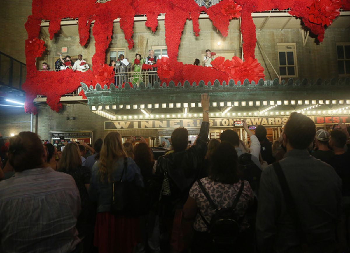 The cast and audience at Photos: HADESTOWN Company Celebrates First Performance Back on Broadway