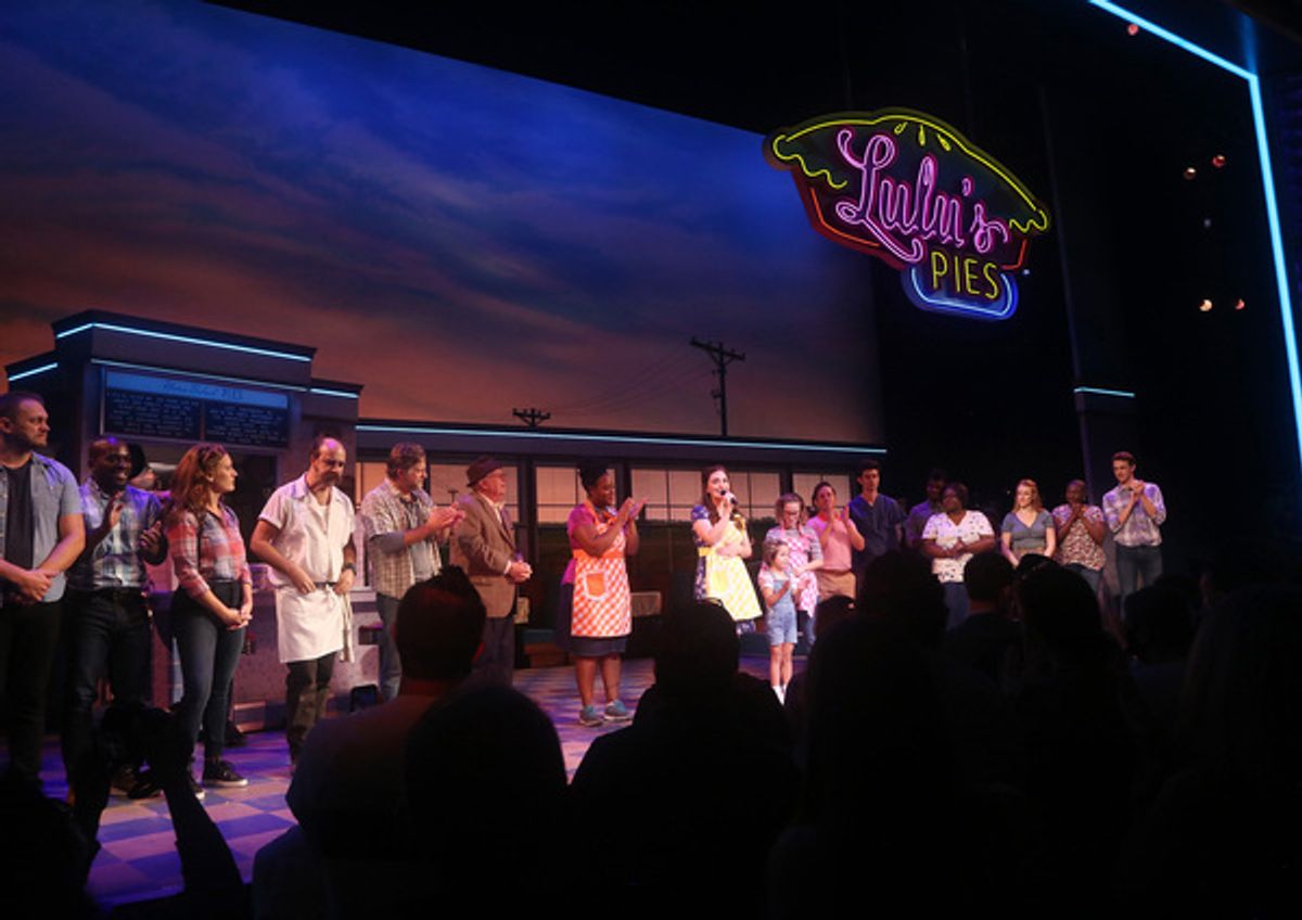NEW YORK, NEW YORK - SEPTEMBER 02: The Cast during the curtain call as the musical re-opens on Broadway after the pandemic shutdown at 'Waitress' on Broadway at The Barrymore Theater on September 2, 2021 in New York City. (Photo by Bruce Glikas/Getty Images) at 