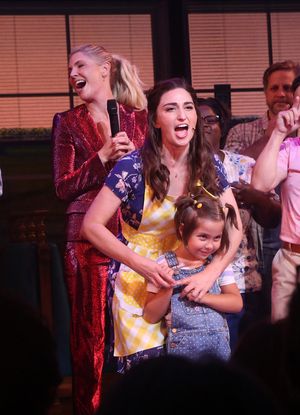 NEW YORK, NEW YORK - SEPTEMBER 02: Sara Bareilles and Amanda Kloots during the curtain call at "Waitress" on Broadway as the musical re-opens on Broadway after the pandemic shutdown Kloots husband Nick Cordero was in the original cast of the show & they dedicated the show to him & sang his song "Live Your Life" onstage as a tribute at The Barrymore Theater on September 2, 2021 in New York City. (Photo by Bruce Glikas/Getty Images) @ BroadwayWorld NEW YORK, NEW YORK - SEPTEMBER 02: Sara Bareilles and Amanda Kloots during the curtai Photo