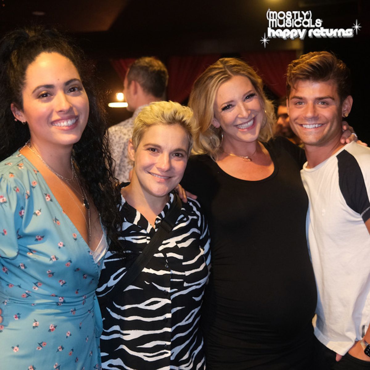 Bianca Giselle, Daisy Eagan, and Garrett Clayton celebrate with performer Alli Miller at 
