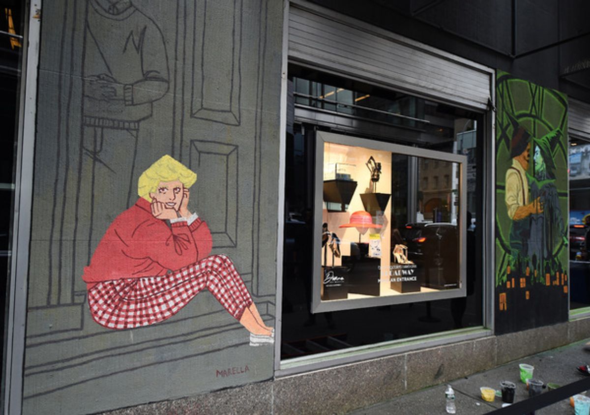 Mural in progress by Chalk FIT at Photos: Michael Urie Hosts 'Opening Night at Bloomingdale's 59th Street'