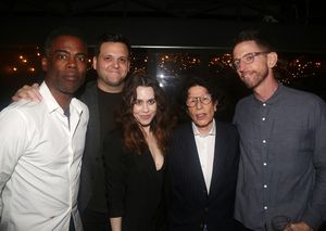 NEW YORK, NEW YORK - SEPTEMBER 09: (L-R) Chris Rock, Director Derek DelGaudio, Producer Vanessa Lauren, Fran Lebowitz and Neal Brennan pose at the opening night party for "Neal Brennan's Unacceptable" at The Leroy House on September 9, 2021 in New York City. (Photo by Bruce Glikas/Getty Images) @ BroadwayWorld NEW YORK, NEW YORK - SEPTEMBER 09: (L-R) Chris Rock, Director Derek DelGaudio, Produ Photo