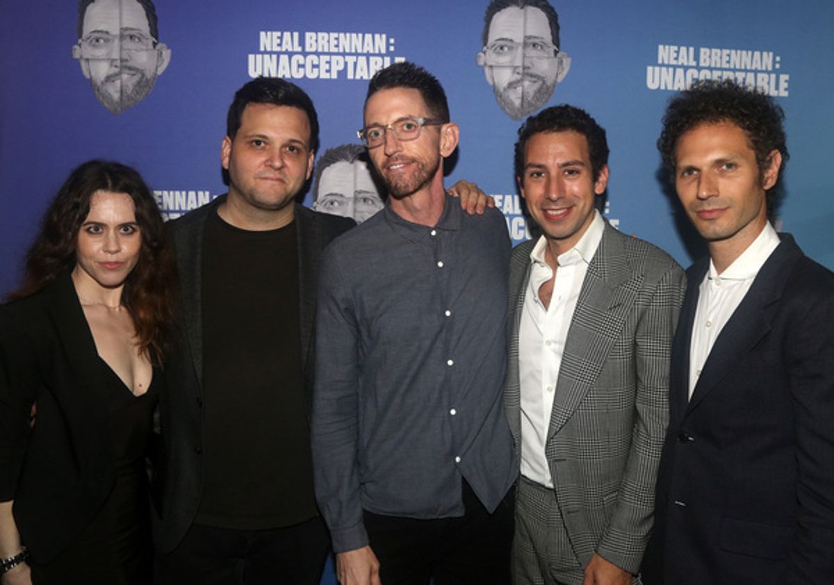 Producer Vanessa Lauren, Director Derek DelGaudio, Neal Brennan, Lighting Designer Adam Blumenthal and Producer Jake Friedman  at 