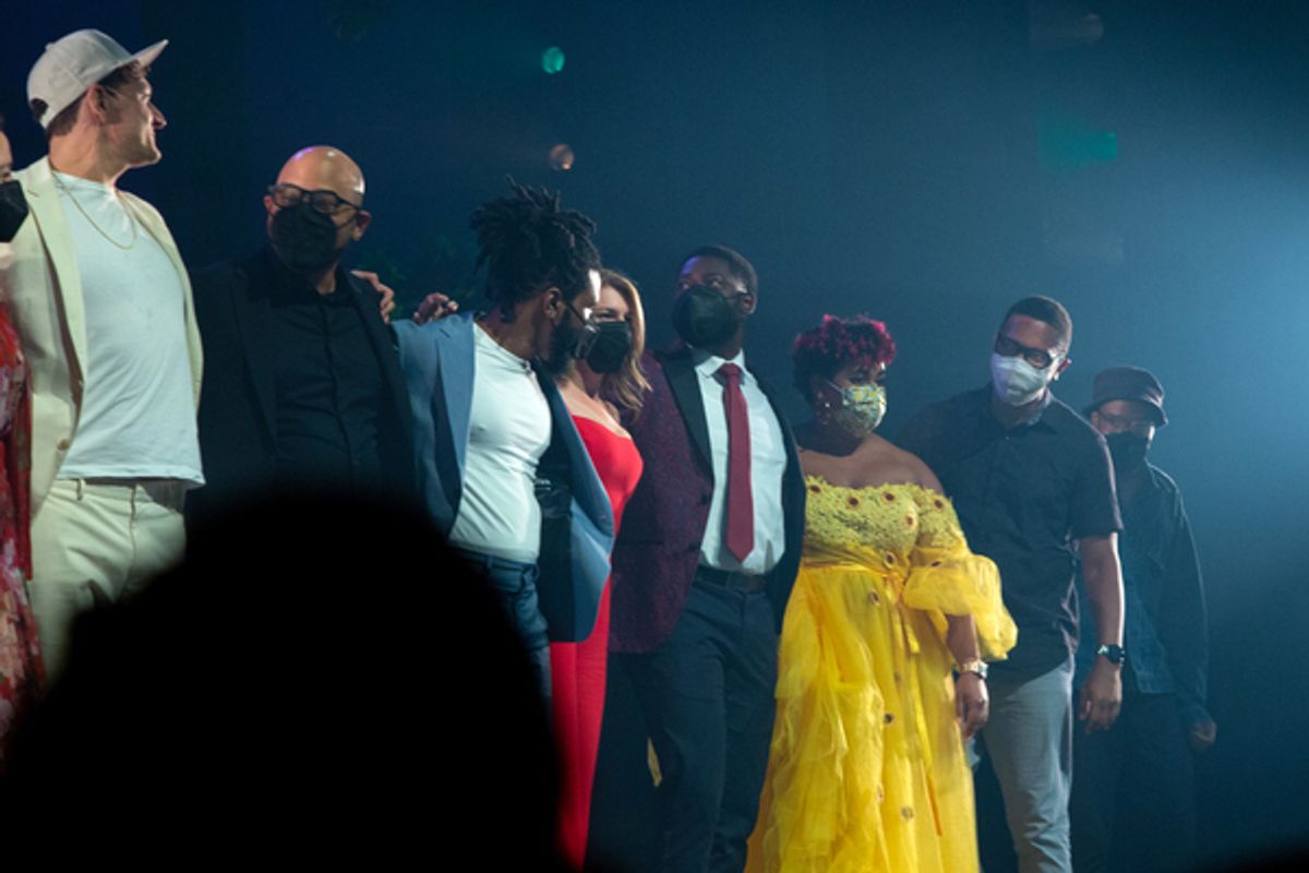The company of PASS OVER at Photos: PASS OVER Officially Opens on Broadway; The Cast Takes Their Opening Night Bows