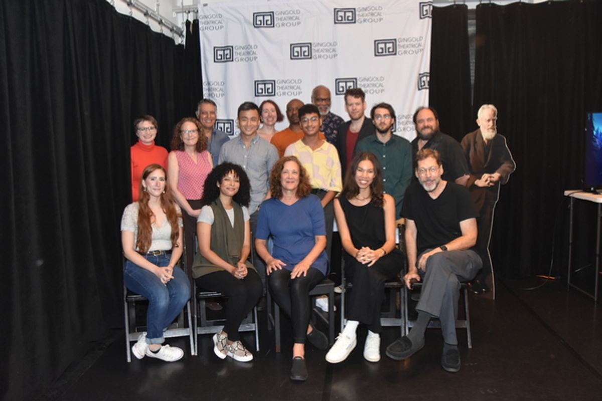 The Cast and Creative Team that includes David Staller, Robert Cuccioli, Katya Cullazo, Alvin Keith, Nicole King, Karen Ziemba, Raphael Nash Thompson, David Lee Huynh and Max Roll at 