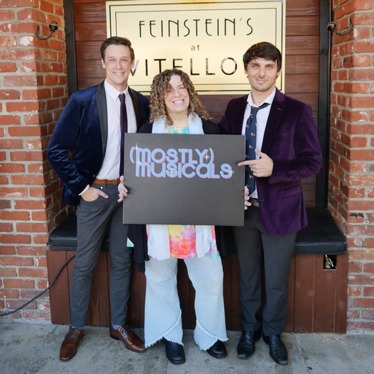 Jason Michael Snow and Gregory Nabours outside Feinstein''s at Vitello''s with producer amy francis schott at 