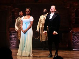 Krystal Joy Brown as Eliza Hamilton and Miguel Cervantes as Alexander Hamilton Photo