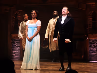 Krystal Joy Brown as Eliza Hamilton and Miguel Cervantes as Alexander Hamilton Photo