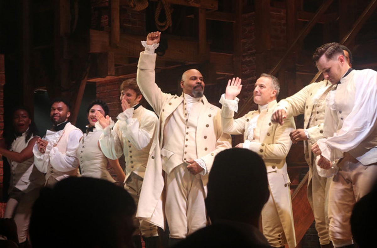 James Monroe Iglehart, Euan Morton and the cast at 