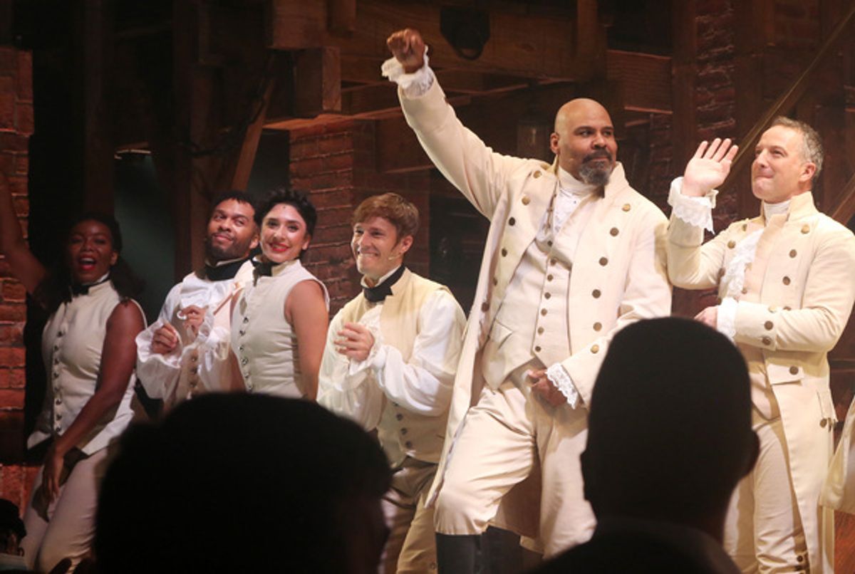 James Monroe Iglehart, Euan Morton and the cast at 
