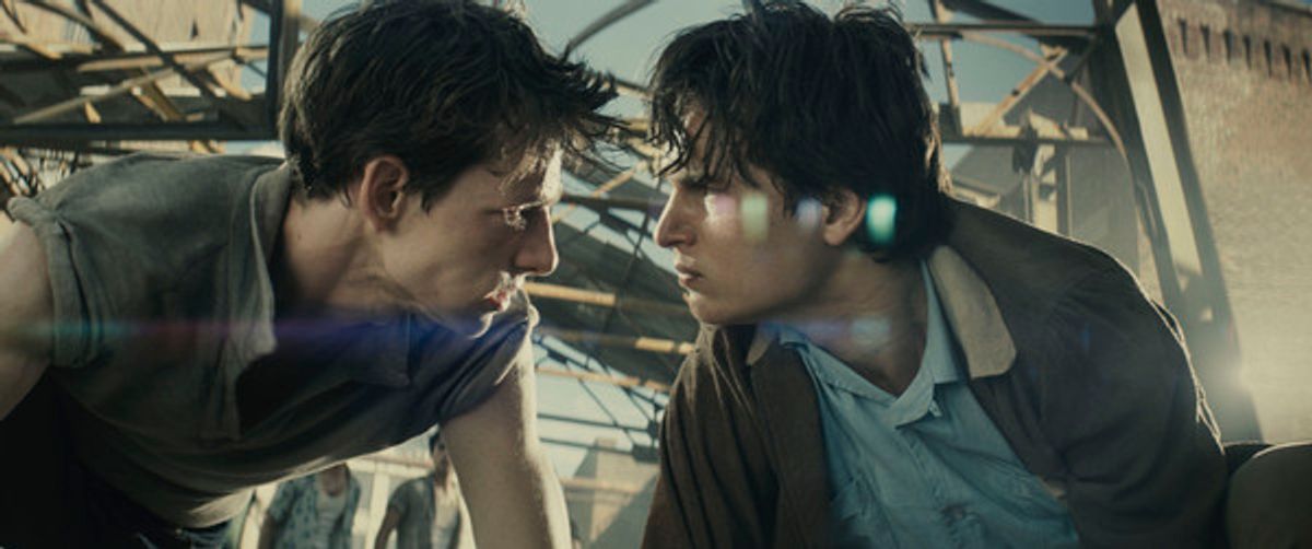 Mike Faist as Riff and Ansel Elgort as Tony  at 