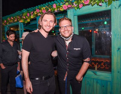 Kyle Bahl and Robert Bannon arrive at the Killian & the Comeback Kids after party.  Photo